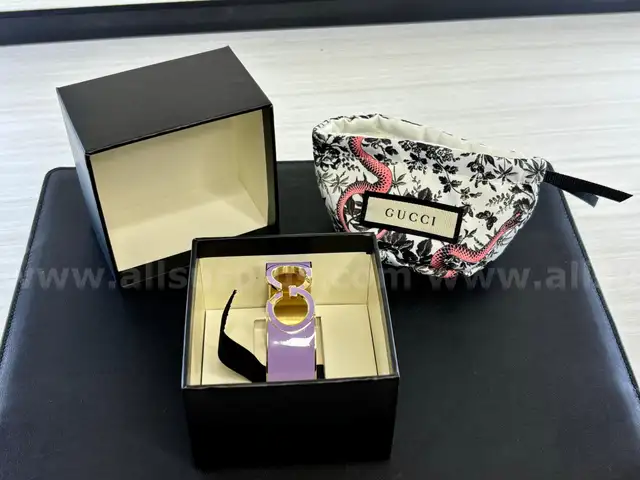 Gucci Interlocking Enamel Cuff Bracelet (Lilac)