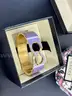 Gucci Interlocking Enamel Cuff Bracelet (Lilac)