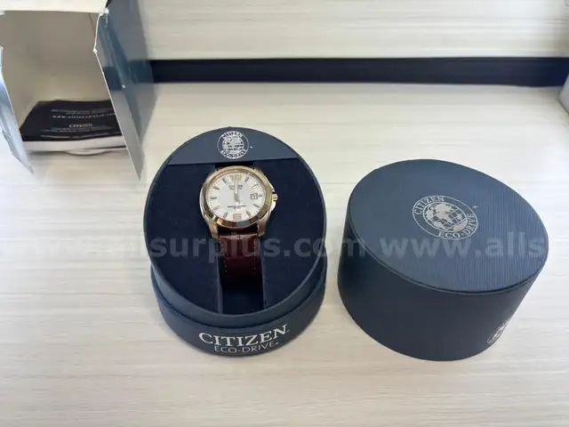 Citizen Eco Drive White Dial Brown Leather Strap Men&#x27;s Watch