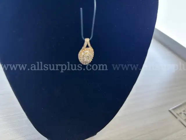 Round & Baguette Cut Diamond Teardrop Pendant(Marked: 925)