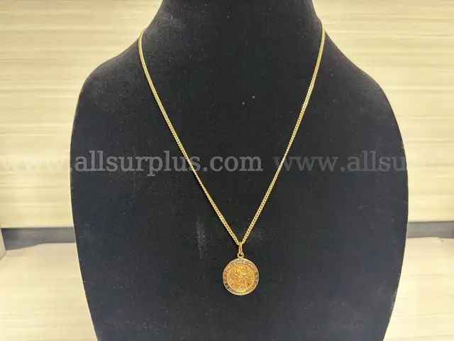 Saint Christopher Pendant &#x26; Chain (Marked: 14K)