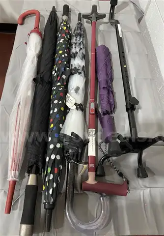 Various Umbrellas and Walking Canes