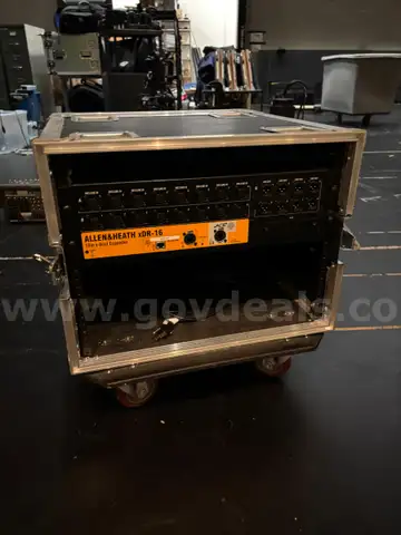 Allen &#x26; Heath travel digital audio mixer iLive R-72 with additional components.