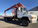 1995 Ford LTS9000 T/A Flatbed w/ IMT 16035 Wallboard Crane