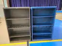 Lot 6: Metal book shelves