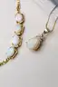 18k Gold Australian Opal Jewelry Set - Bracelet + Pendant