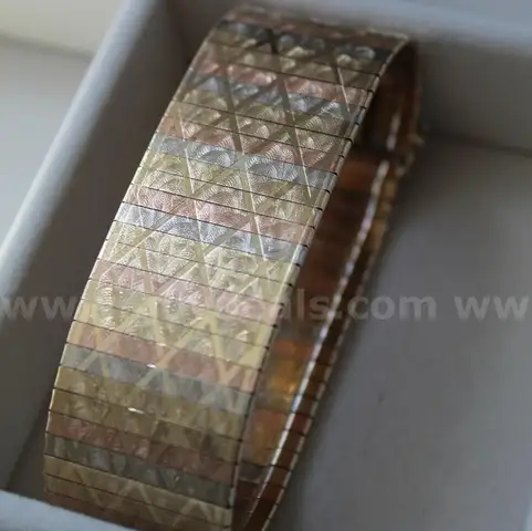 14k Solid Gold Italian Designer Oritals Tri-Color Bracelet