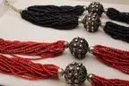 Lot of (2) Chinese Cinnabar Necklaces w/ Solid Silver Beads