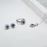 Vintage 14k White Gold Burmese Sapphire & Diamond Jewelry Set (Lot of 3 Pieces)