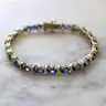 14K Gold-Plated Sterling Silver Sapphire Tennis  Bracelet