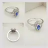 VINTAGE 14K WHITE GOLD SAPPHIRE &#x26; DIAMOND HALO RING - Size 7.5