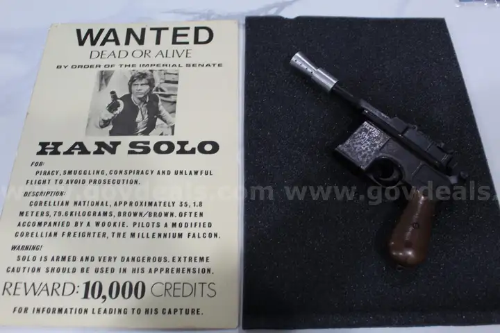 Early Prototype for STAR WARS Han Solo DL-44 Blaster - Deactivated Genuine German Mauser C96 Prop w/Poster