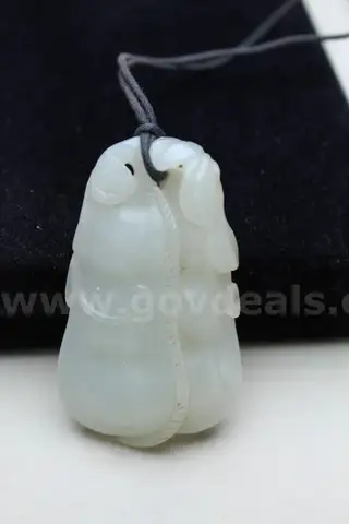 Handcraved Solid Nephrite Jade Necklace Pendant