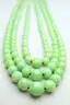 Vintage Multi-Strand Serpentine Jade Bead Necklace w/ Silver Chain & Cabochon Clasp