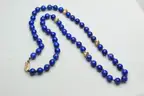 Natural Lapis Lazuli Bead Necklace w/ 14K Gold Accent Beads