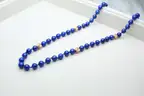 Natural Lapis Lazuli Bead Necklace w/ 14K Gold Accent Beads