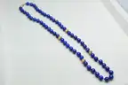 Natural Lapis Lazuli Bead Necklace w/ 14K Gold Accent Beads
