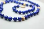 Natural Lapis Lazuli Bead Necklace w/ 14K Gold Accent Beads