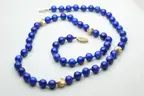 Natural Lapis Lazuli Bead Necklace w/ 14K Gold Accent Beads