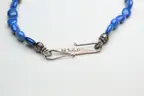 Antique Multi-Strand Lapis Lazuli Necklace w/ Sterling Silver Fish Motif