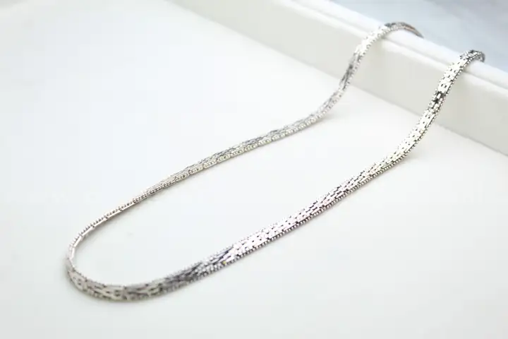 Intricate Italian Sterling Silver Wheat Necklace - Hallmarked