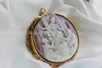 Victorian Era 14K Gold Sardonyx Shell Cameo Brooch / Pendant