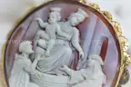Victorian Era 14K Gold Sardonyx Shell Cameo Brooch / Pendant