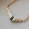 Vintage 14K Yellow Gold Natural Sapphire & Diamond Italian Necklace