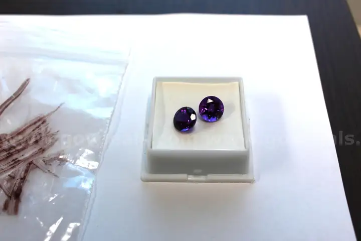 Matched Pair Round-Fancy Cut Natural Purple Amethyst - 8 total carats
