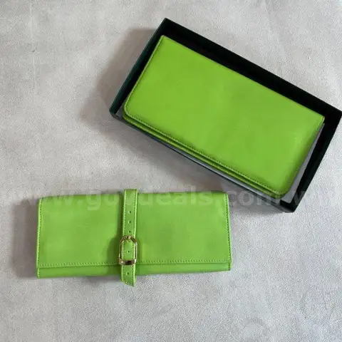 Estate Sale | Vintage Green Leather Jewelry Travel Case & Passport Holder - Like New