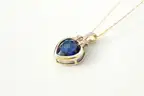14K Gold Chain (13.6g) with 10K London Blue Sapphire Heart Pendant – Diamond Accent Bale – Vintage Estate