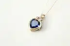 14K Gold Chain (13.6g) with 10K London Blue Sapphire Heart Pendant – Diamond Accent Bale – Vintage Estate