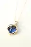 14K Gold Chain (13.6g) with 10K London Blue Sapphire Heart Pendant – Diamond Accent Bale – Vintage Estate