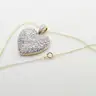 10K Solid Gold Pavé Heart Pendant Necklace – Austrian Crystals – 18" – Vintage Estate – 3.3g