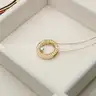 Vintage 14K Yellow Gold Natural Diamond Circle Pendant Necklace