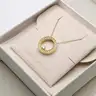 Vintage 14K Yellow Gold Natural Diamond Circle Pendant Necklace