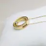 Vintage 14K Yellow Gold Natural Diamond Circle Pendant Necklace