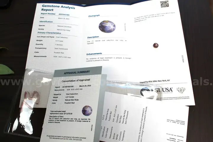 Burma Natural Star Ruby &#x2013; 4.21 Carats Oval Cabochon (EGL Certified, AAA)