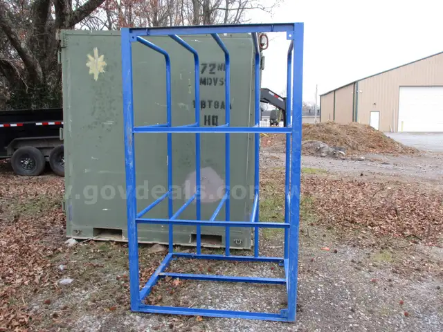 Blue Rack. Used to hold street signs for the city dept.
