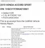 2019 Honda Accord Turbo Sport ...MARYLAND INSPECTED !!! ONLY 72,383 MILES !!!