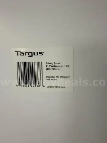 Lot 100 – Brand New Sealed Targus Privacy Screen (21.6″ Widescreen, 16:9) – Model: ASF216W9CAZ