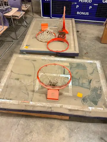 Basketball Glass Backboards with extra hoops Set of 2