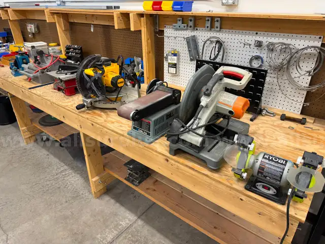 Tools, Bench Mounted, Grinders, Saws, and More, Qty 7.