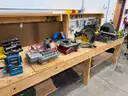 Tools, Bench Mounted, Grinders, Saws, and More, Qty 7.