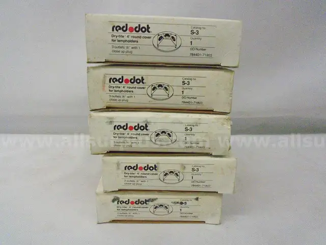 *NEW* (LOT OF 5) RED DOT S-3 DRY-TITE 4" ROUND COVER FOR LAMPHOLDERS