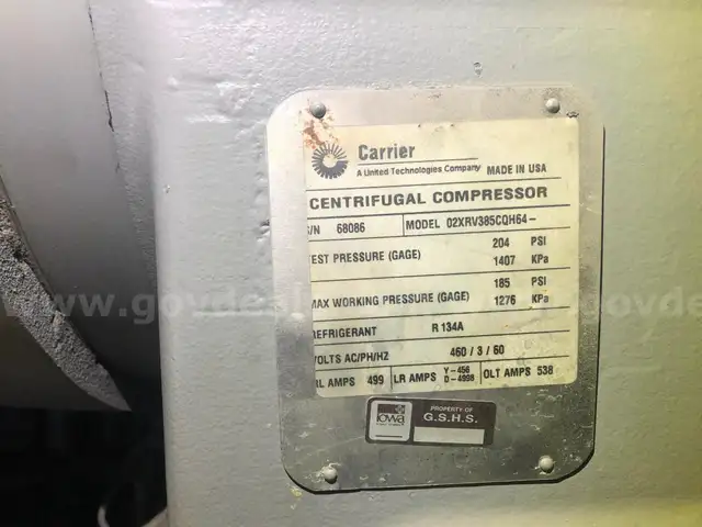 One used Carrier Chiller Model 19XRV - Compressor Model with VFD