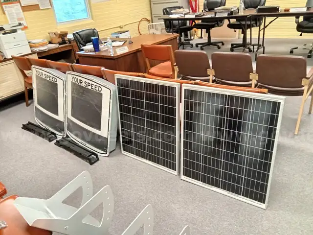 LOT of 2 Solar Powered Radar Speed Signs/Panels/Battery Packs  NEW!!!