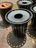 Outdoor Slatted Steel Trash Can