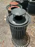 Outdoor Slatted Steel Trash Can/Bonnet Lid