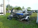 JON BOAT 17&#x27; ALUMINUM, GALVANIZED TRAILER, SINGLE-AXLE,  90-HP OUTBOARD